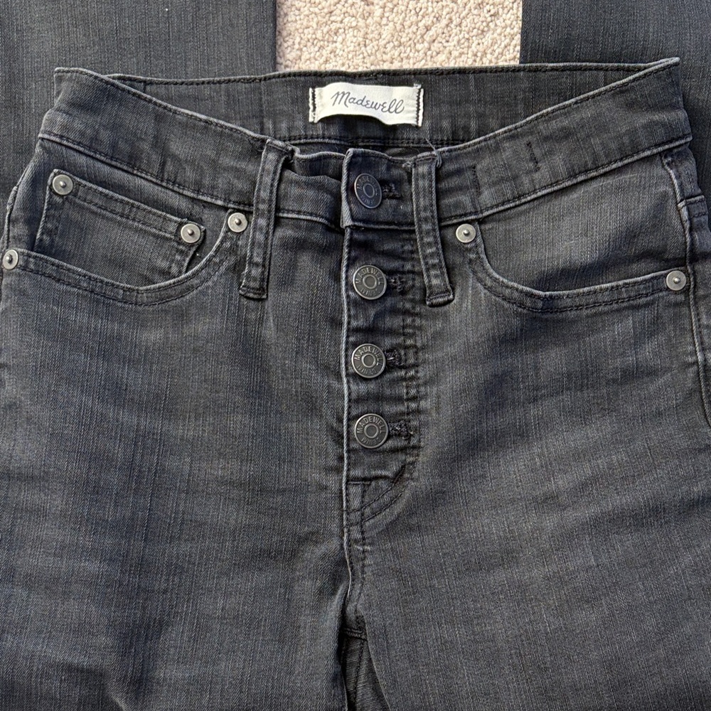 Madewell Black Cali Demi-boot Button-Fly Flare Jeans - Picture 6 of 9